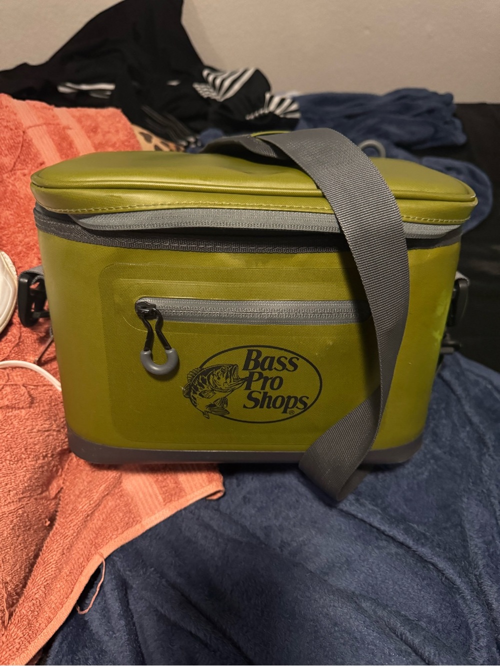 Bass Pro Shops Olive Green and Gray Soft Cooler Shoulder Bag